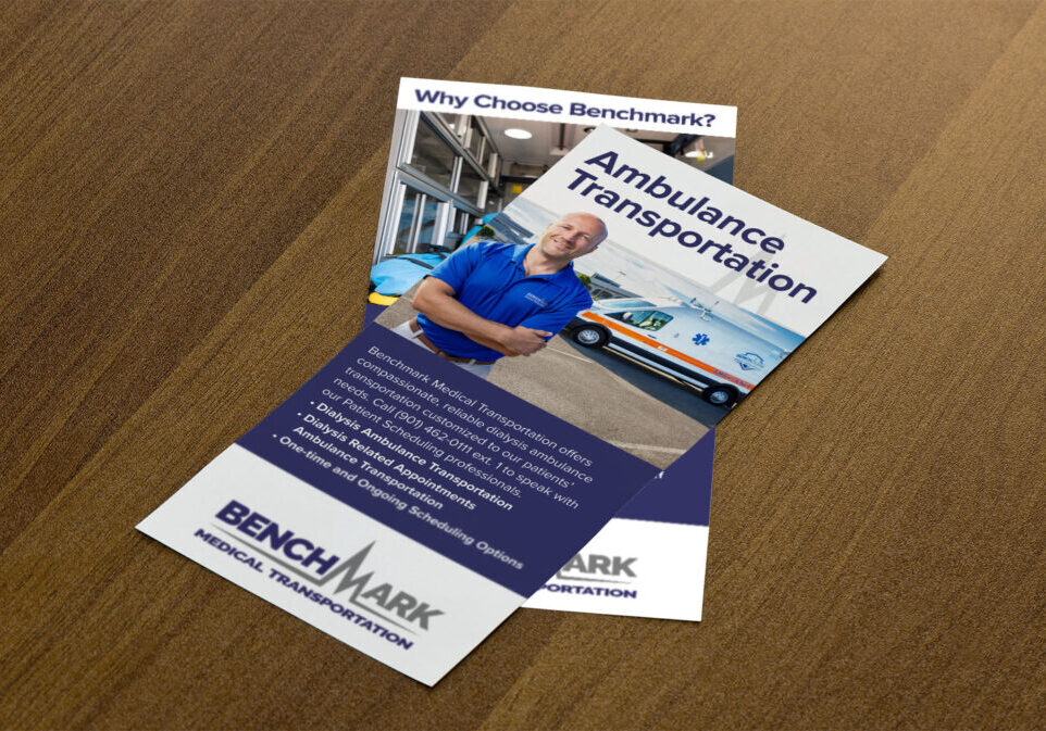 Benchmark Medical rack card brochure design by Vales Advertising